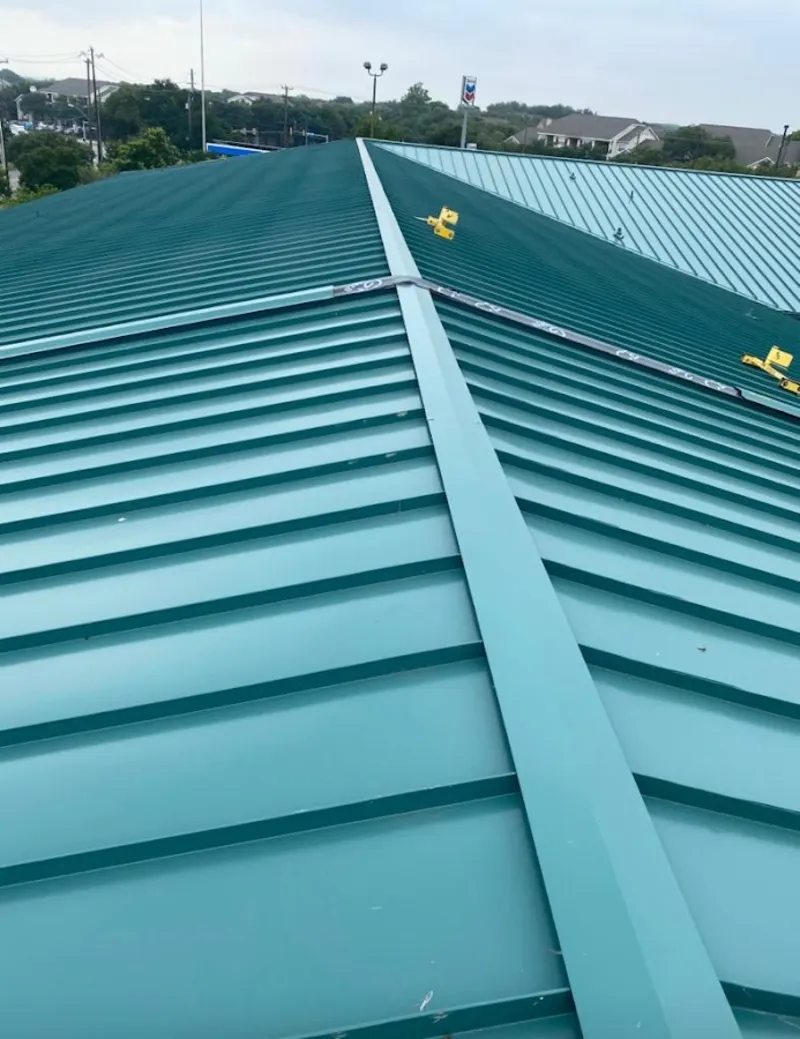 Green commercial metal roof ridge and valley for Metal Roof Repair in Valley City